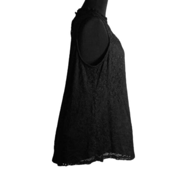AB Studio Size Large Top Victorian Lace Swing Sleeveless Black Lined Tank NEW - Picture 8 of 13